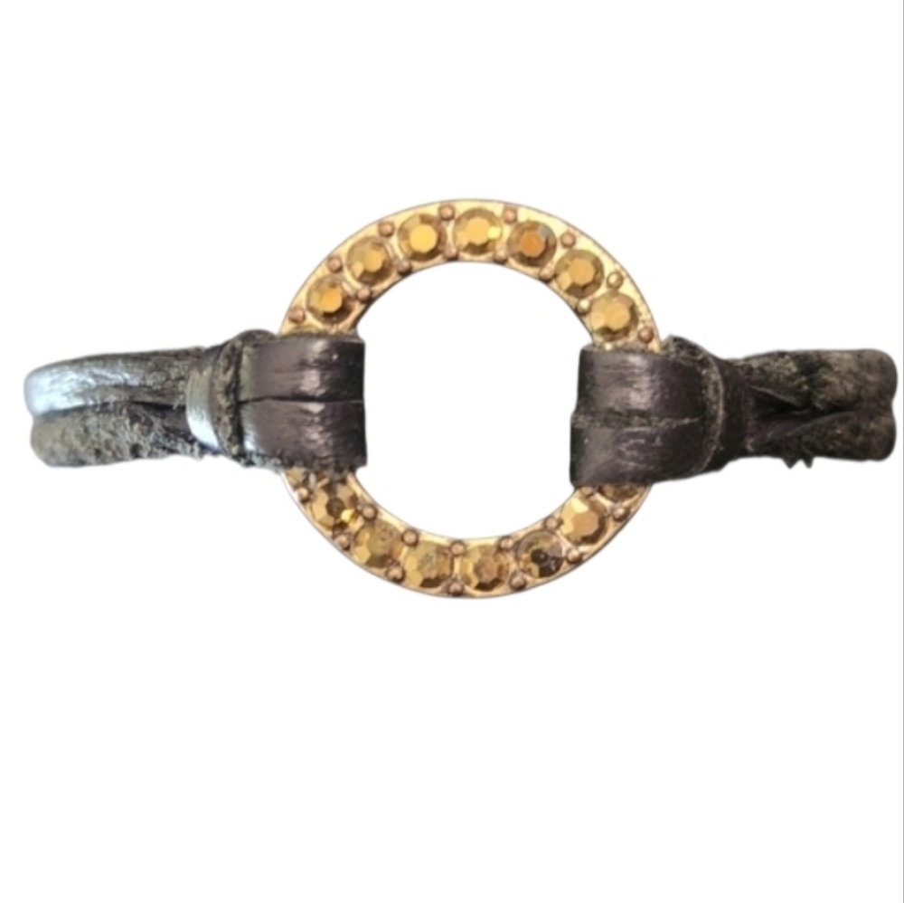 💥4 For $20💥Elegant Faux Black Leather and Goldtone Bracelet